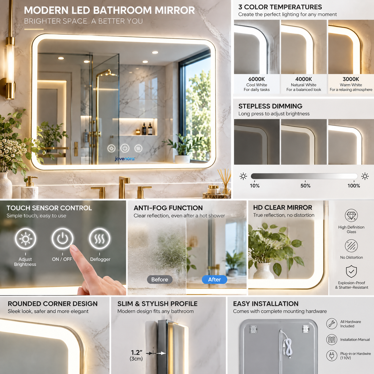 Jovenora™ Smart LED Bathroom Mirror - image 4
